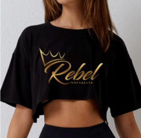 Rebel Socialite Cropped Embroidered Tee